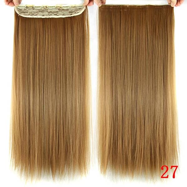Synthetic 5-Clasp Clip-On Hair Extension - Straight, High-Temperature Fiber