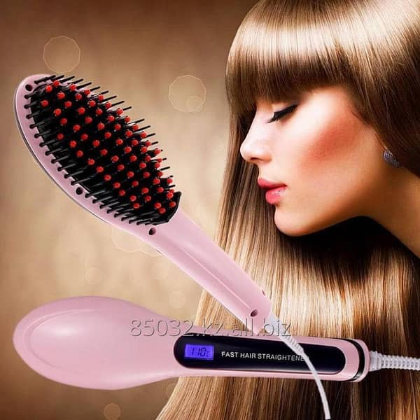 Brush Electric Hair Straightener - Pink