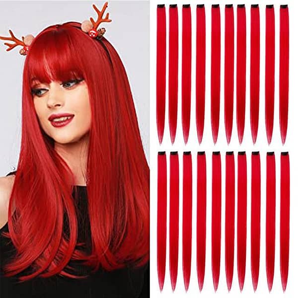 Pack of 3 Red Highlight Hair Strips Extensions for Girls and Women