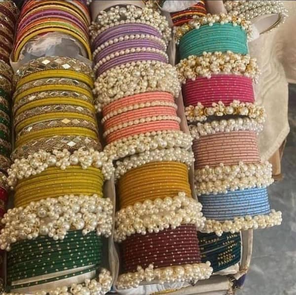 Trending Pearls and Velvet Bangles — One Set with Kundan Kara for Girls and Women