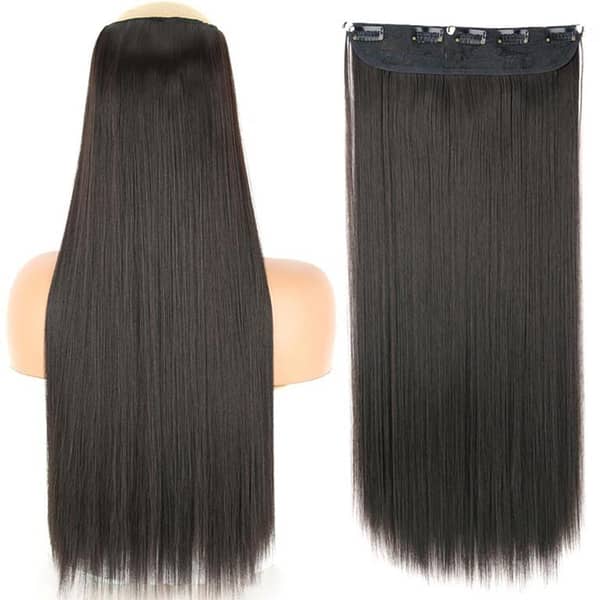 Elegant 5-Clip In Straight Hair Extension – Natural Brown