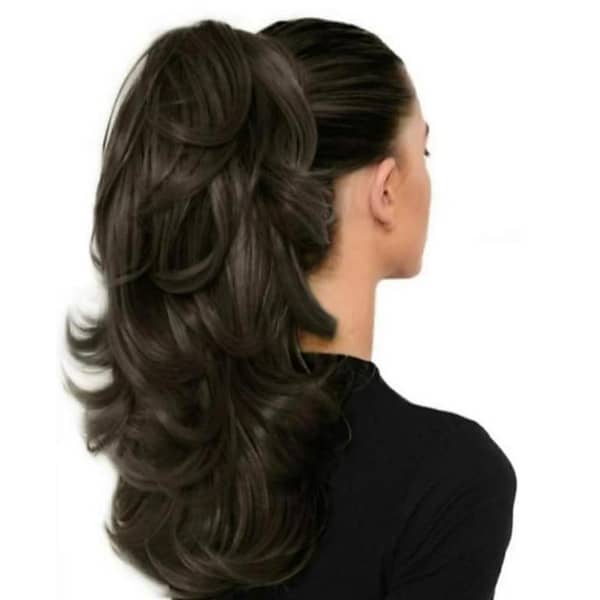 Catcher Jaw Clip Hair Extension in Dark Brown – Long Hair Wig with Feather Cut, Multistep Styles
