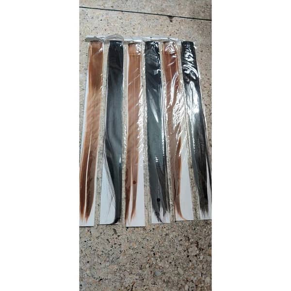 12 Pieces: 6 Dark Brown and 6 Golden Single Clip Hair Extensions for Girls