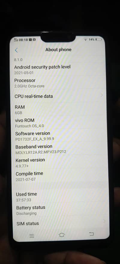 Vivo Y81s. . . . . . . 6.128 wala hai