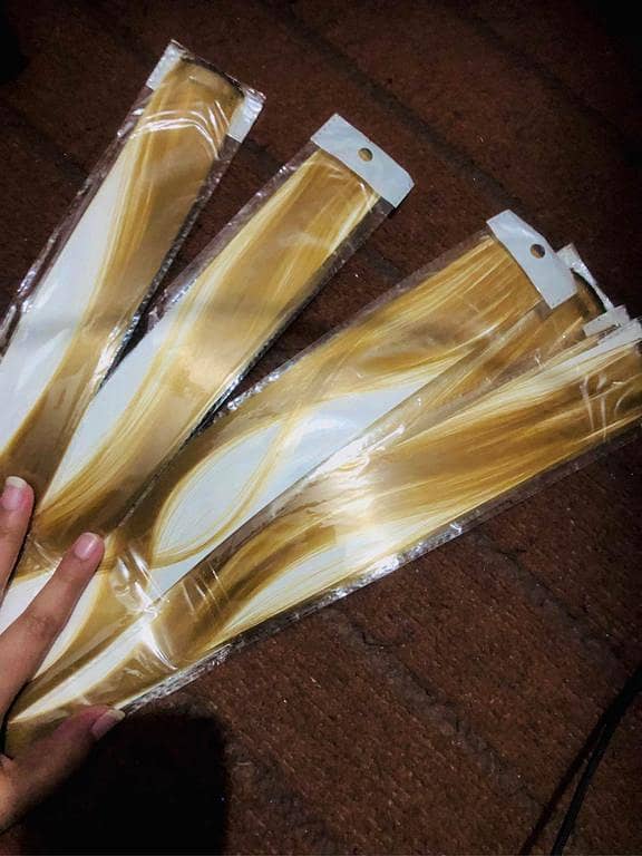 Pack of 3 Golden Highlights Hair Strips for Girls and Women