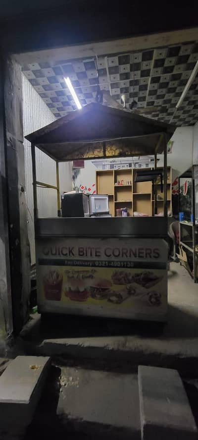 2 pcs steel counter and small size new fridge