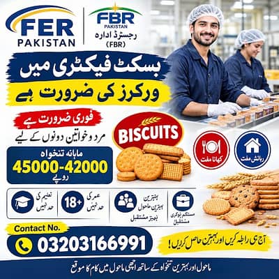 Biscuit Factory Workers Required | Male & Female Factory Jobs in Lahor