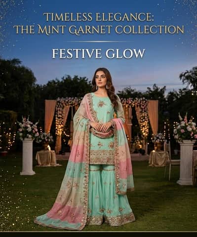 Embroided Organza Gharara Stitched 3 Piece