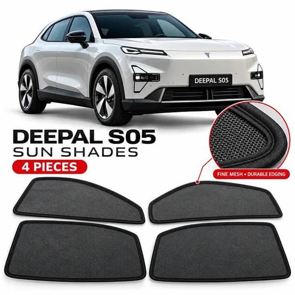 Deepal S05 Car Sun Shades 4 Pieces with Clips | Black Mesh Window Sunshade Set | Sunlight Protection & Privacy