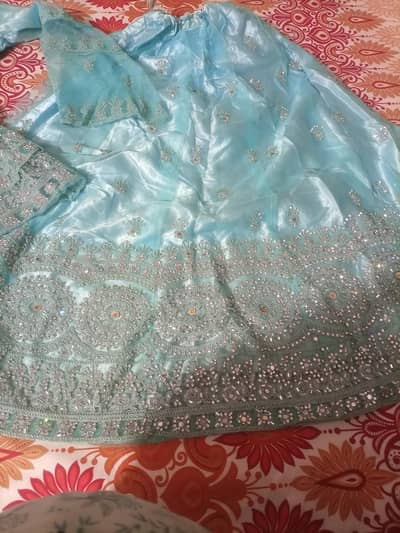 pista green ferozi walima maxi heavy silver sequence & pearl work