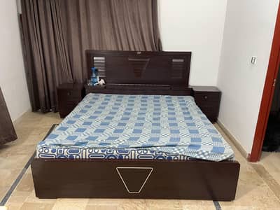 Bed with Side Tables + Mattress
