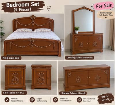 Brand New King Size Bedroom Set | Wooden Bedroom Set | Complete Set