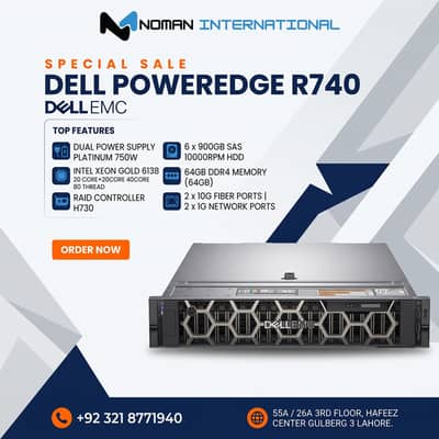 DELL POWER EDGE R740 | server 64 GB ECC DDR4 Memory HDD 900GB SASX6 10