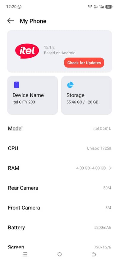 Itel City 200 (8/128)