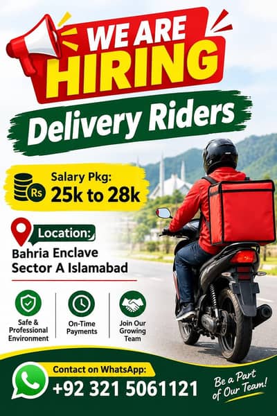 Delivery Riders Required - Bahria Enclave Islamabad