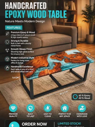 Resin wood river coffee table