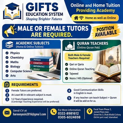 Hiring Campus Teachers | Online Teachers | Quran Teachers