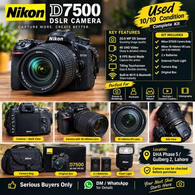 NIKON D7500 DSLR CAMERA — COMPLETE KIT