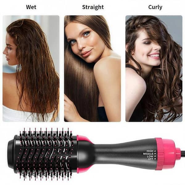 T  3-in-1 Professional Hair Straightener & Hot Air Brush - Hair Dryer, Straightener, and Curler Volumizer for All Hair Types