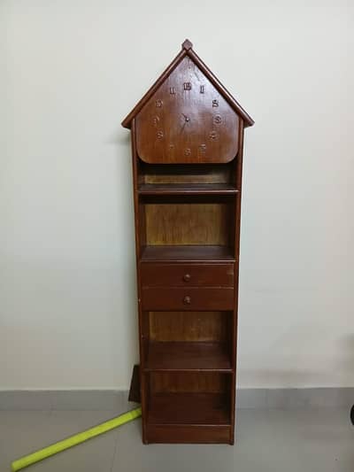 Wooden Clock with Shelves & Drawers