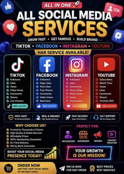 Social Media Growth Service followers, subscribers, like all available
