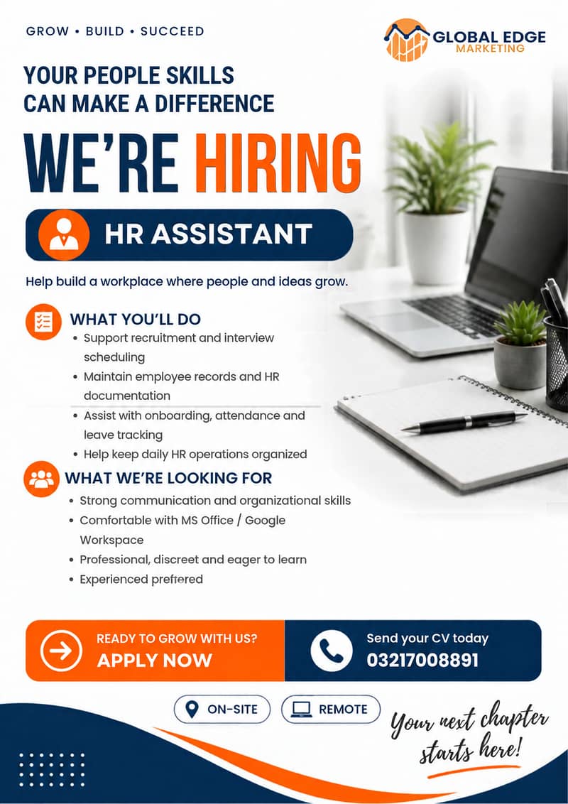 HR ASSISTANT (REMOTE/ONSITE) both available. 0