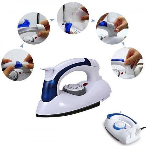 T  Portable Folding Steam Iron - Compact, Lightweight Mini Iron with Temperature Control for Travel & Household Use - Perfect for Sewing, Quick Touch-Ups, and On-the-Go Ironing