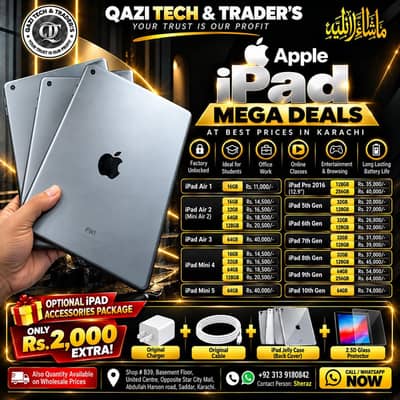 Apple iPad 5th/6th/7th/8th/9th/10th Gen |Air 1/2/3 | Mini 4/5/Pro 2016