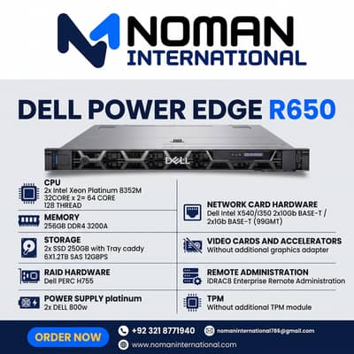 DELL POWER EDGE R650  CPU 2x Intel Xeon Platinum 8352M | server