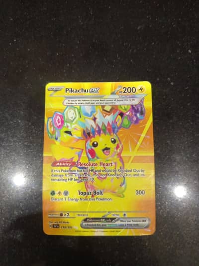 Pikachu Ex Tera Pokémon Replica Card | 200 HP | Topaz Bolt