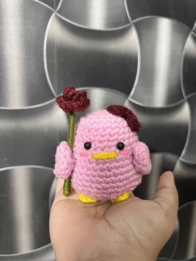 Crochet chick keychain new