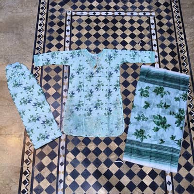 Lakhany 3 Piece Embroidered Dress with Organza Dupatta
