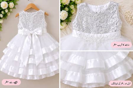  Cute White Frock for Baby Girl  For 9 to 12 Month Baby