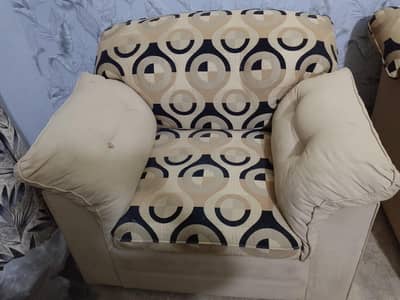 7 Seater Sofa Set for Sale – Elegant Beige & Black Design