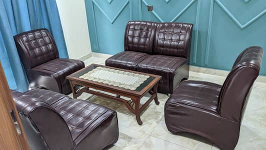 Leather Sofa Set (6 Seater)