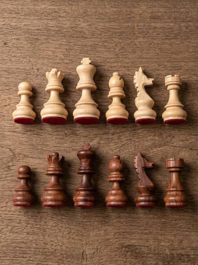 Sheesham Wooden Chess Figures - 32 Pcs - Handmade - Chess - Goti .