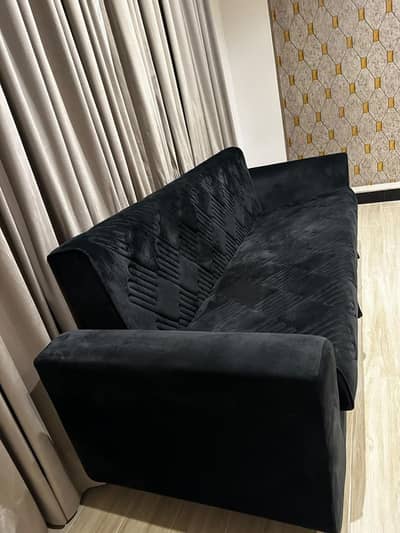 Elegant Black velvet Sofa Cum Bed- Like Brand New!