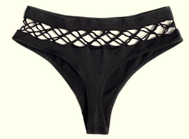"Women' Hol lowed out Cotton Women Tho ng Panties Wa ist Hollow Str ings Lingerie Breathable Thongs (Color : Black e r5919"