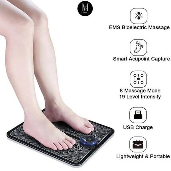 T  EMS Foot Massager - Rechargeable Reflexology Pad for Acupoint Massage and Muscle Stimulation