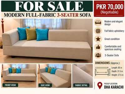 Modern 3-Seater Fabric Sofa for Sale