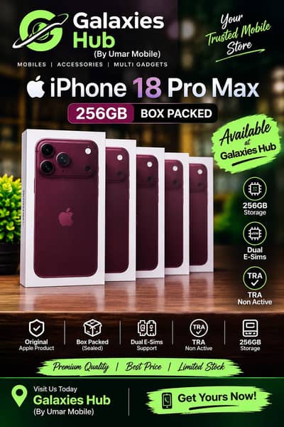 iPhone 18 Pro Max 256GB Box Pack | 93% Battery | Physical SIM + E-SIM