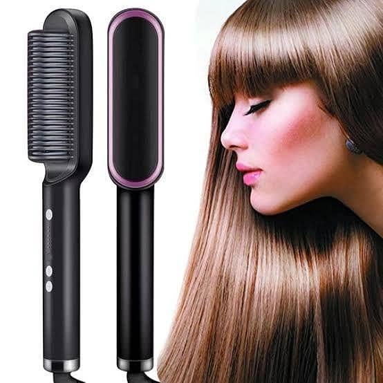 T  2-in-1 Hair Straightener Comb - Hair Straightener Brush for Smooth, Silky Hair - Perfect for Girls & Women