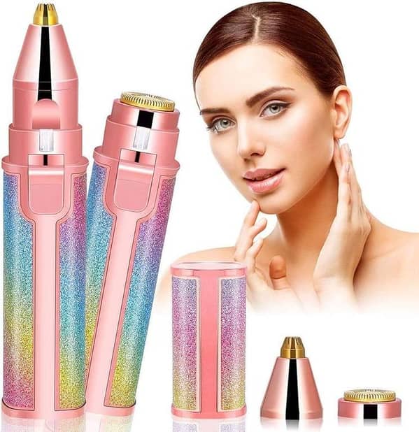 T  2-in-1 Rechargeable Eyebrow Trimmer & Hair Remover for Women - Original Battery Operated Facial Hair Removal Machine