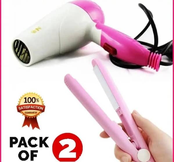 T  hair dryer and mini straightener combo of 2 for girls
