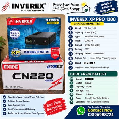 Inverex XP Pro 1200 UPS Inverter + Exide CN220 130Ah Battery