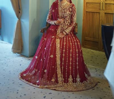 Designer Deep Red Bridal Lehenga – Worn Once / Perfect Condition