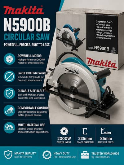 Makita N5900B Circular Saw 235mm – 2000W Heavy-Duty Machine