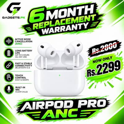 AIRPODS  WITH 6 MONTH REPLACEMENT WARRANTY