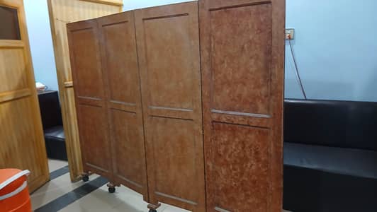 Wooden Folding Partition / Room Divider – 4 Panels with Wheels