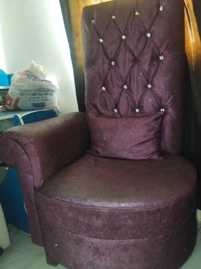 pair of purple high accent sofa chair